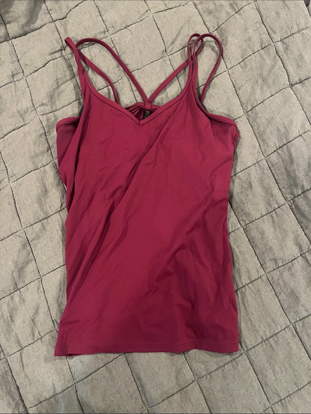 Burgundy athletic top with built in bra
